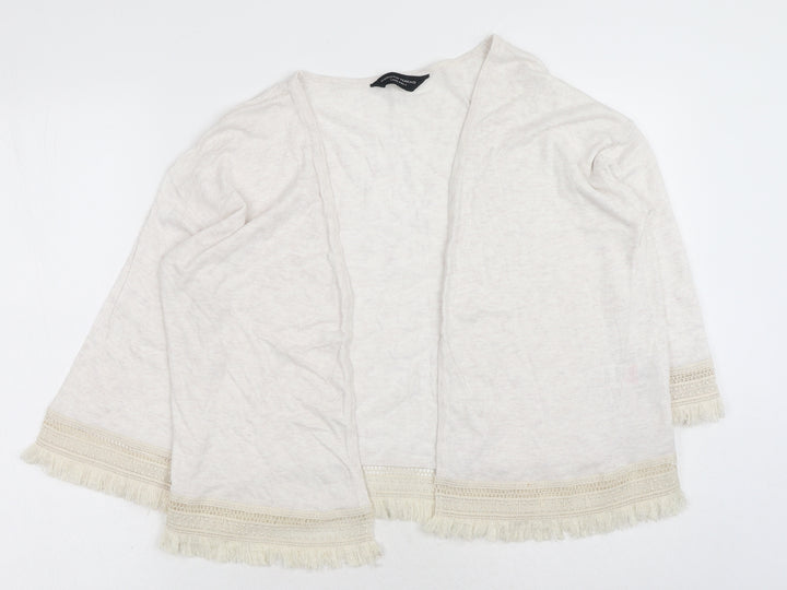 Dorothy Perkins Womens Ivory V-Neck Polyester Shrug Jumper Size L