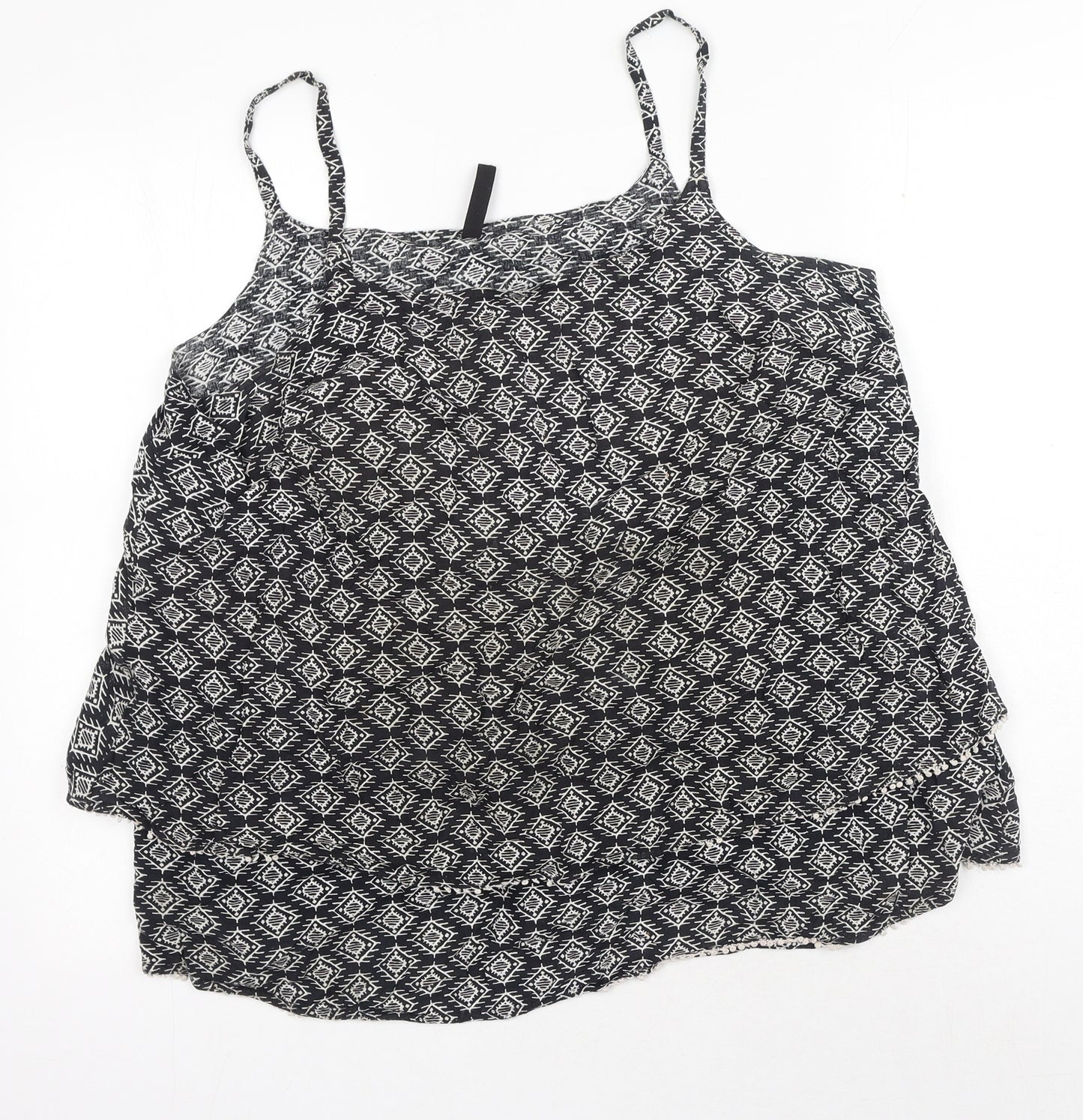 Debenhams Womens Black Geometric Viscose Basic Tank Size 20 Square Neck