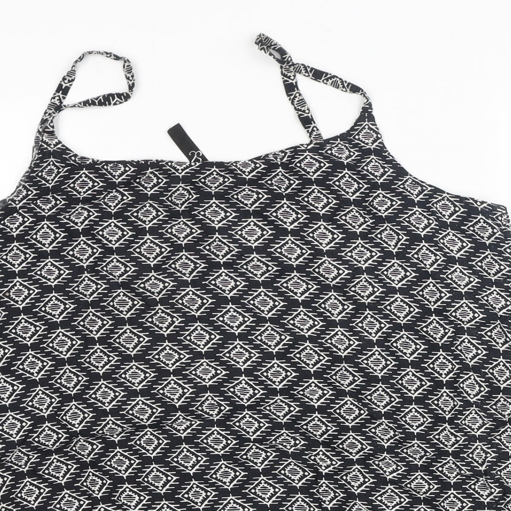 Debenhams Womens Black Geometric Viscose Basic Tank Size 20 Square Neck