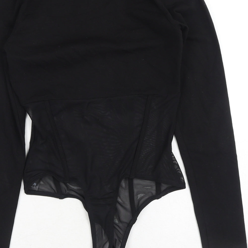 ASOS Womens Black Cotton Bodysuit One-Piece Size 6 Snap