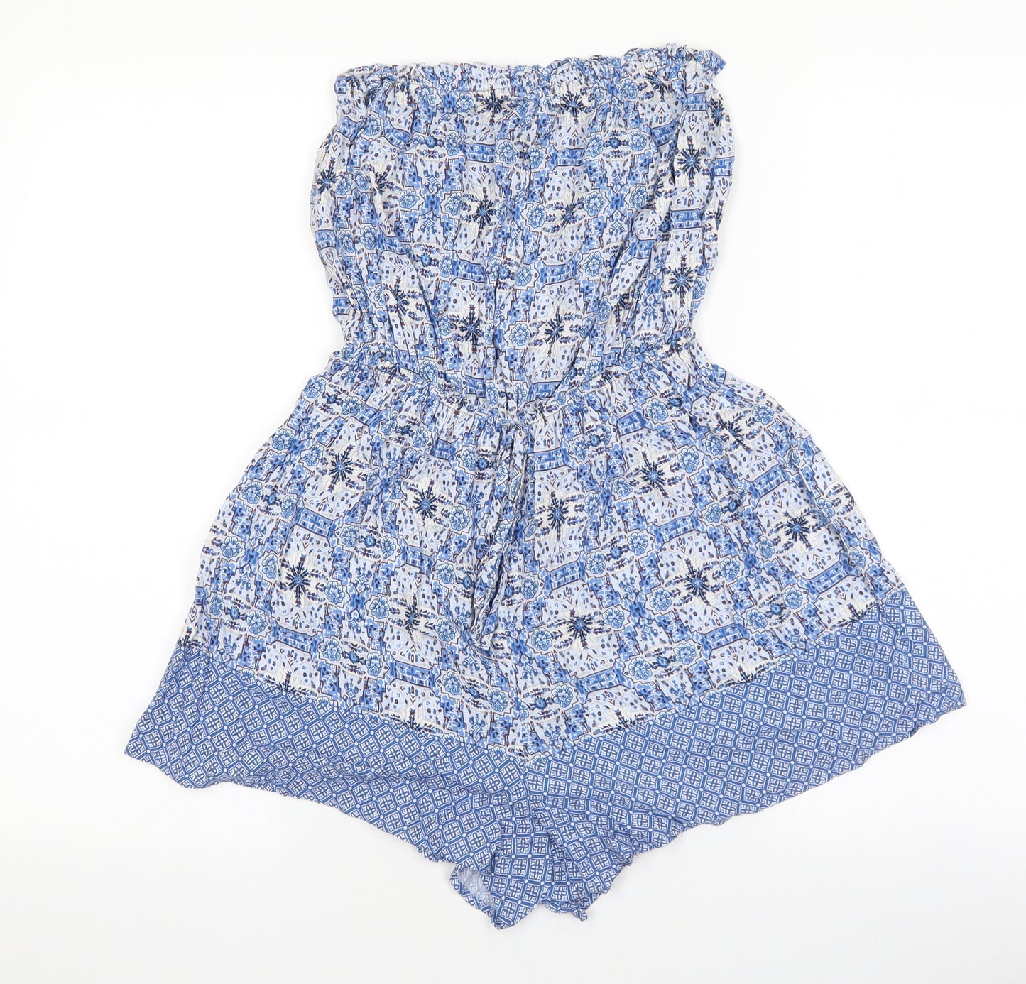 New Look Womens Blue Geometric Viscose Playsuit One-Piece Size 10 Pullover