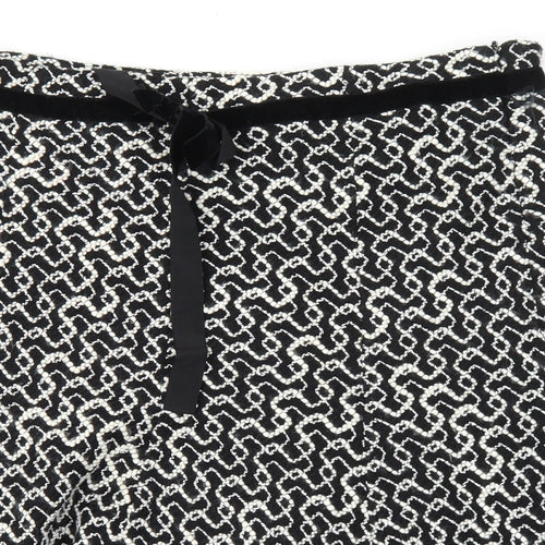 Essentials Womens Black Geometric Wool Flare Skirt Size 12 Zip