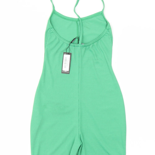 PRETTYLITTLETHING Womens Green Viscose Playsuit One-Piece Size 4 Pullover
