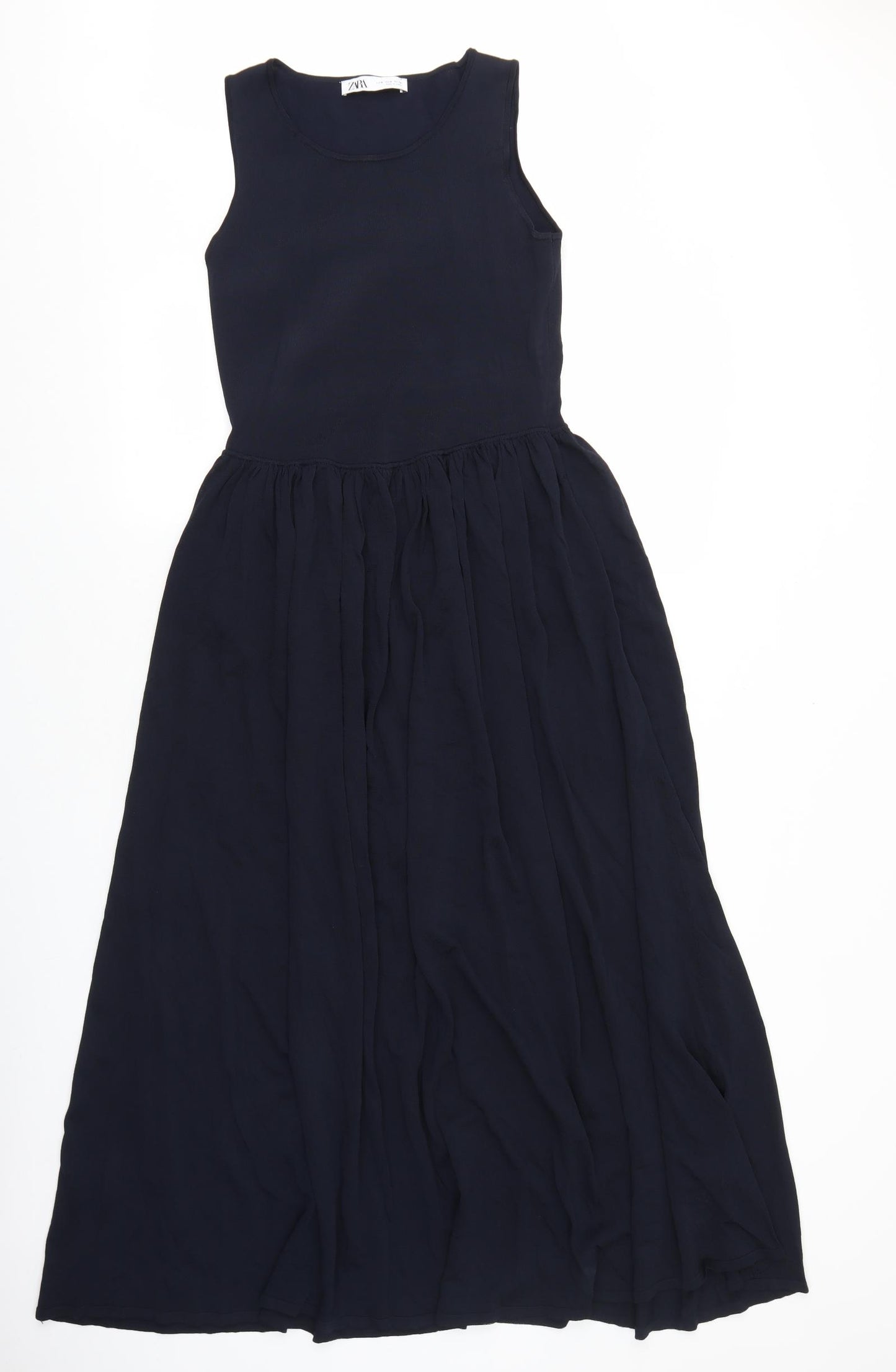 Zara Womens Blue Polyester Maxi Size M Boat Neck Pullover