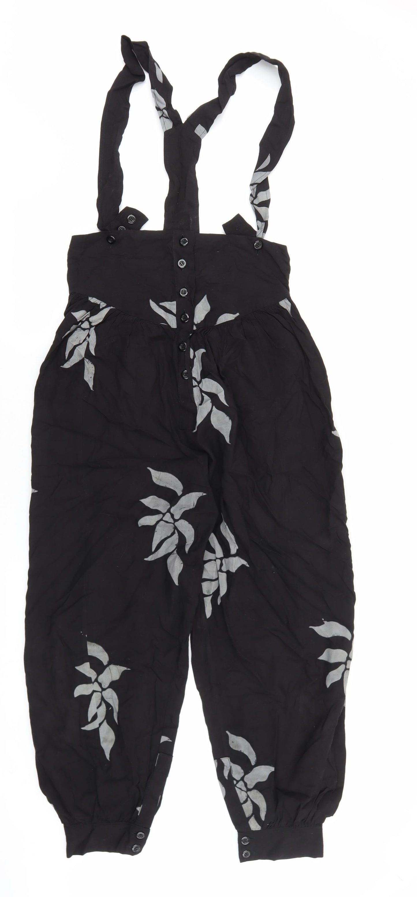 Choro Womens Black Geometric Cotton Jumpsuit One-Piece Size M Button
