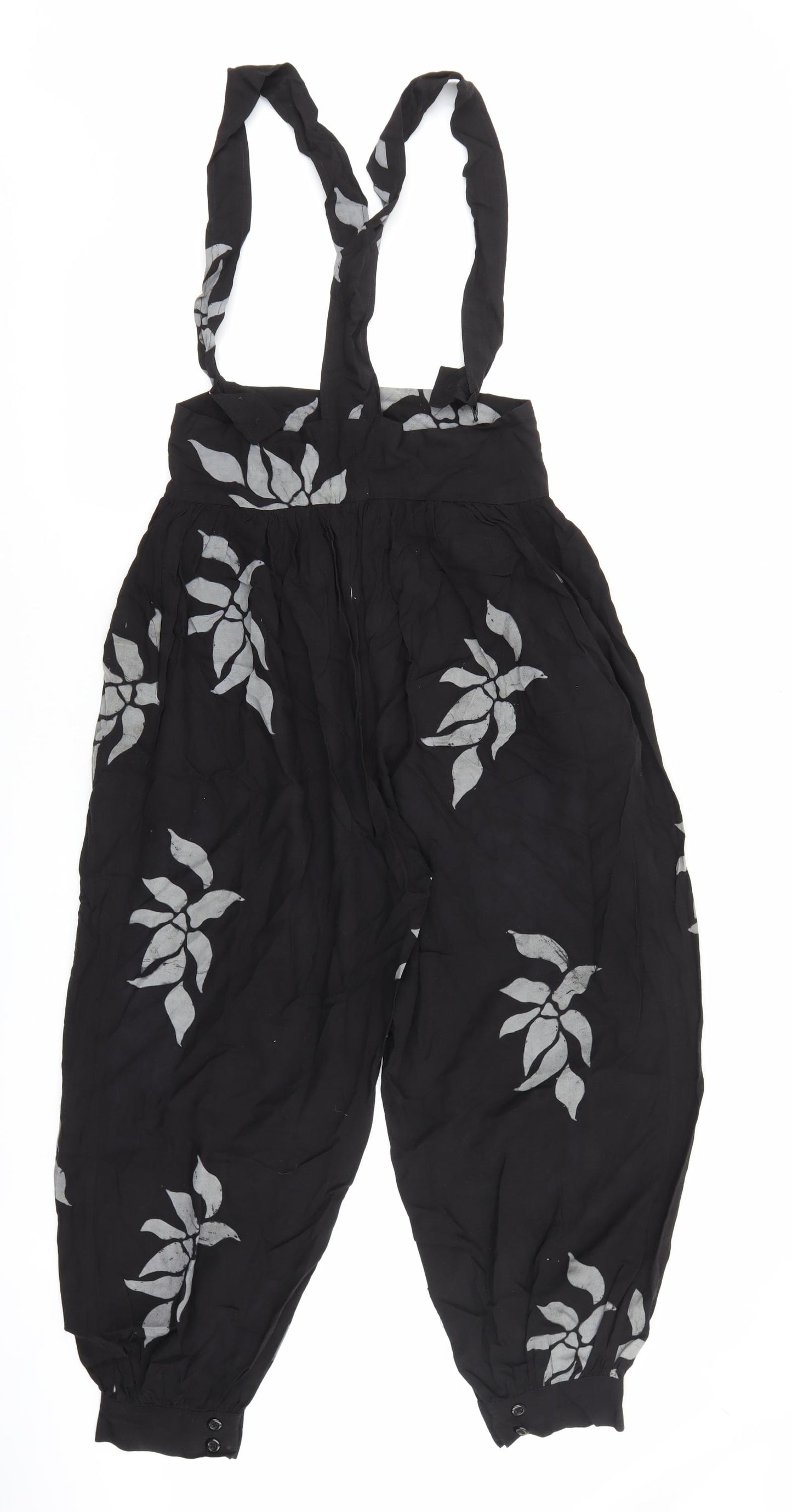 Choro Womens Black Geometric Cotton Jumpsuit One-Piece Size M Button