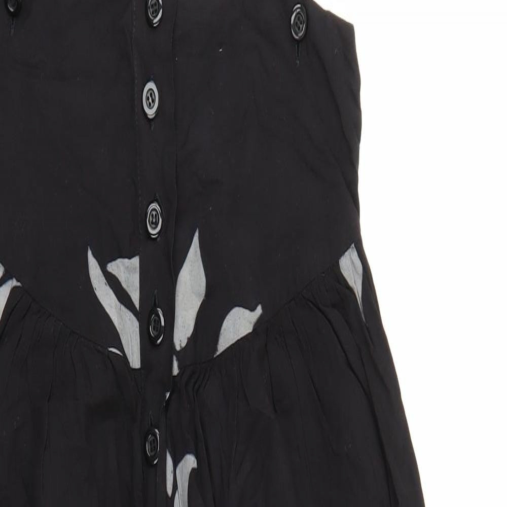 Choro Womens Black Geometric Cotton Jumpsuit One-Piece Size M Button