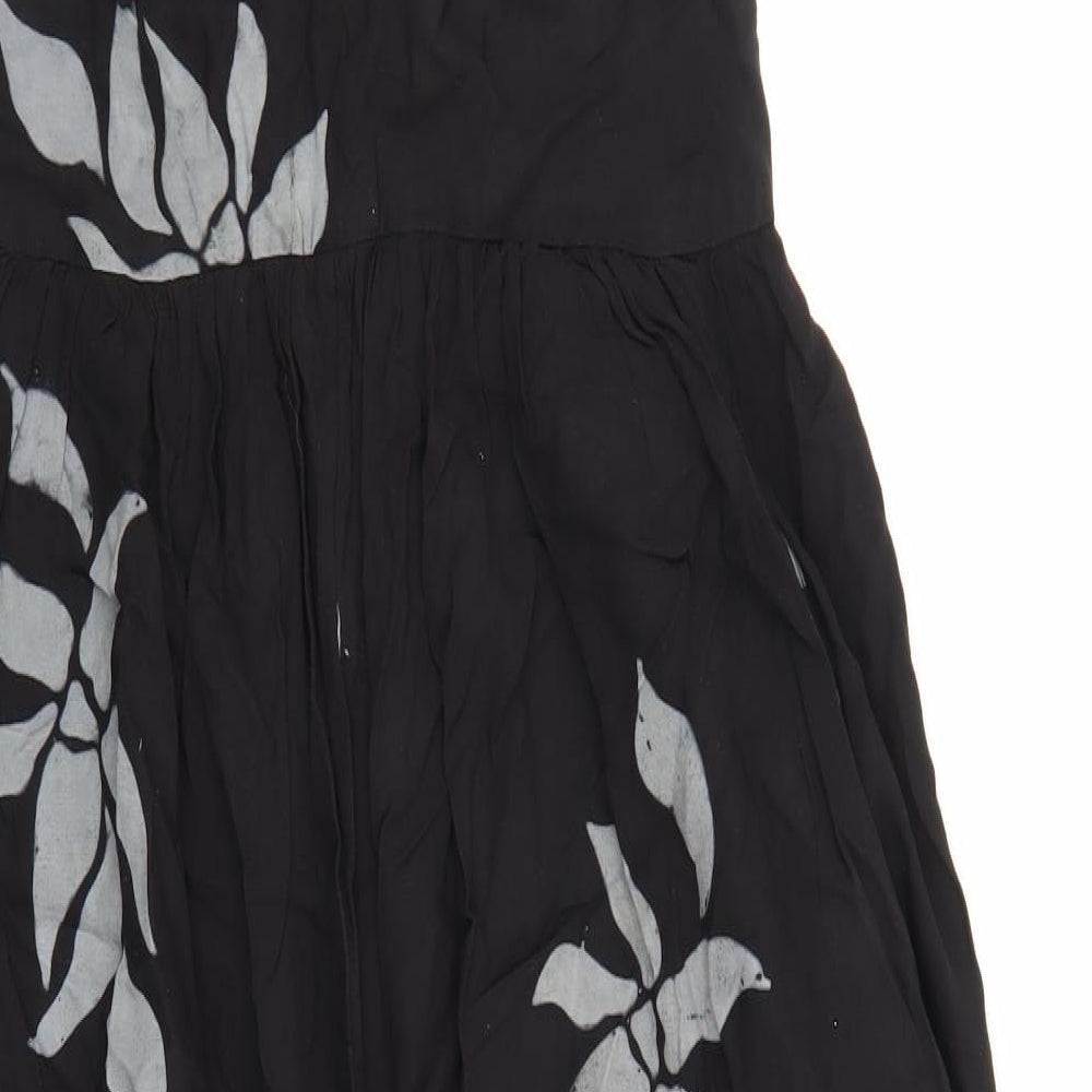 Choro Womens Black Geometric Cotton Jumpsuit One-Piece Size M Button