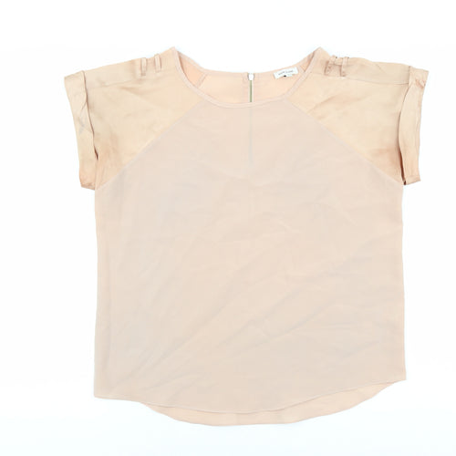 River Island Womens Beige Polyester Basic Blouse Size 10 Round Neck