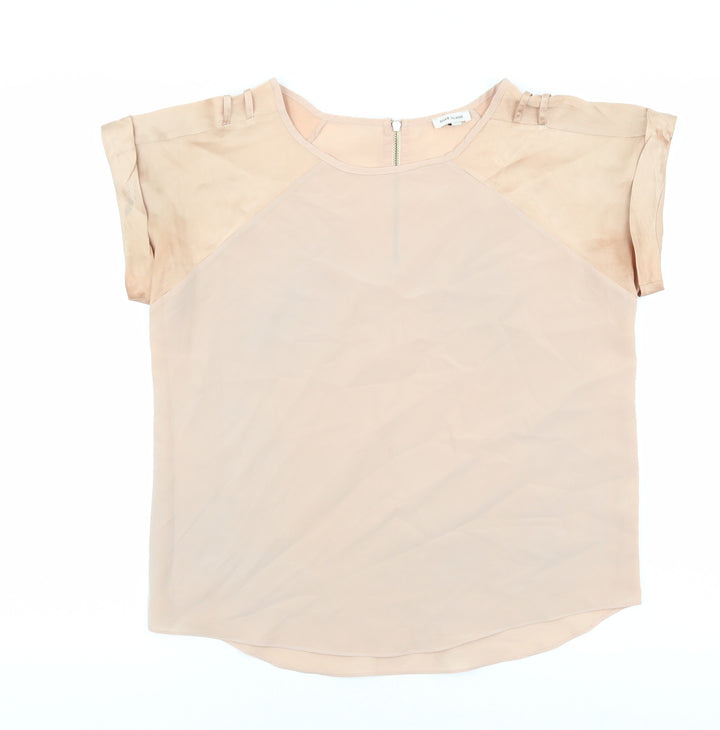 River Island Womens Beige Polyester Basic Blouse Size 10 Round Neck
