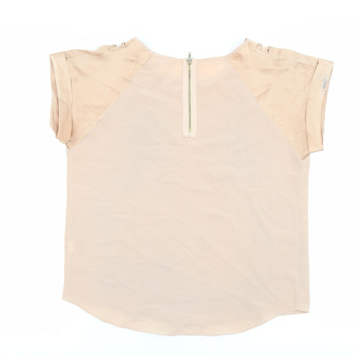 River Island Womens Beige Polyester Basic Blouse Size 10 Round Neck