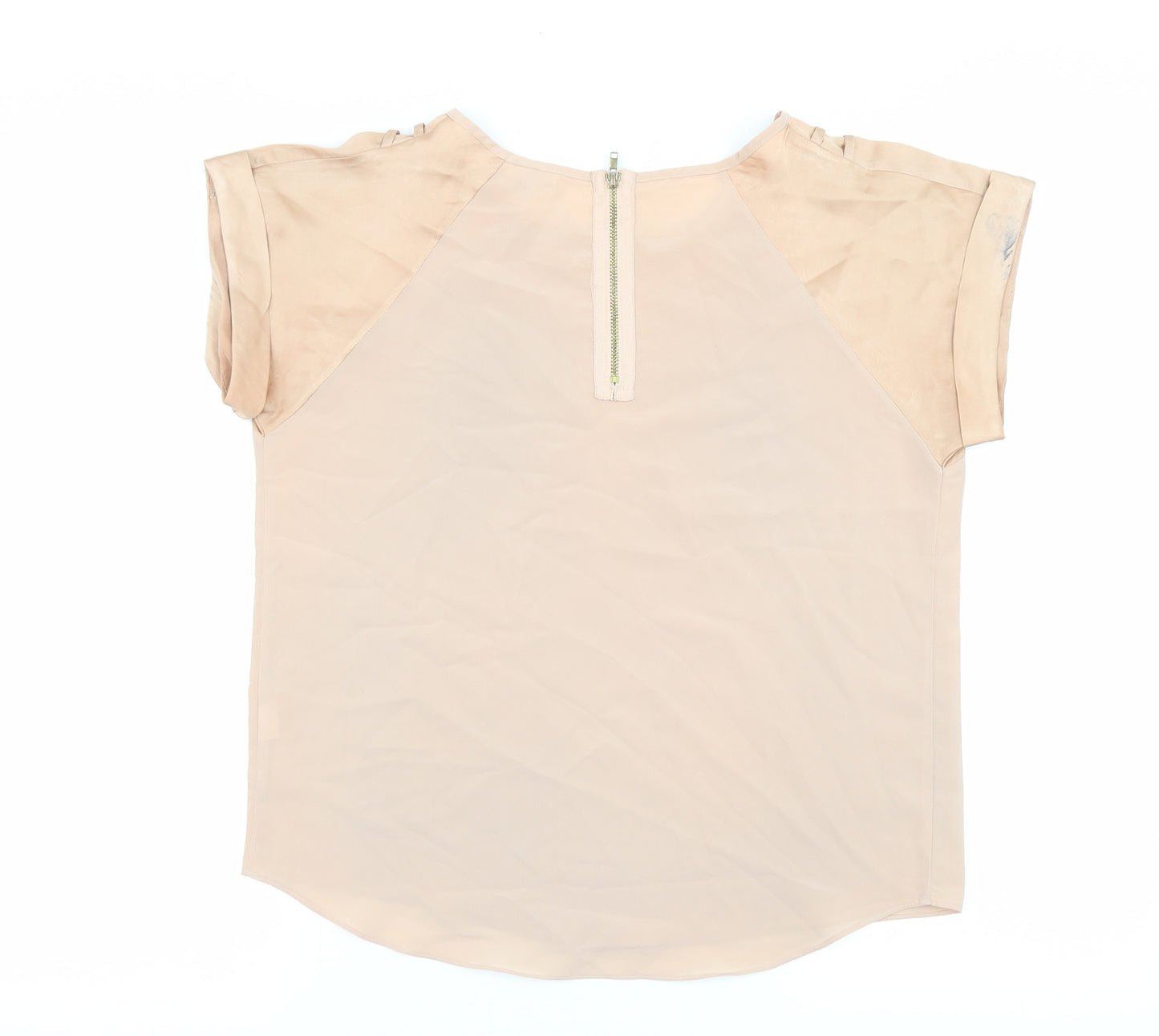 River Island Womens Beige Polyester Basic Blouse Size 10 Round Neck