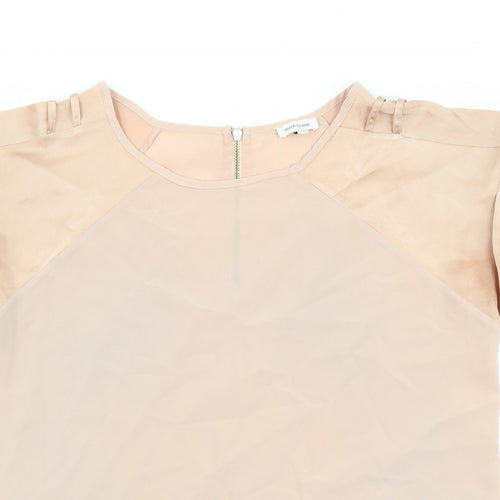 River Island Womens Beige Polyester Basic Blouse Size 10 Round Neck