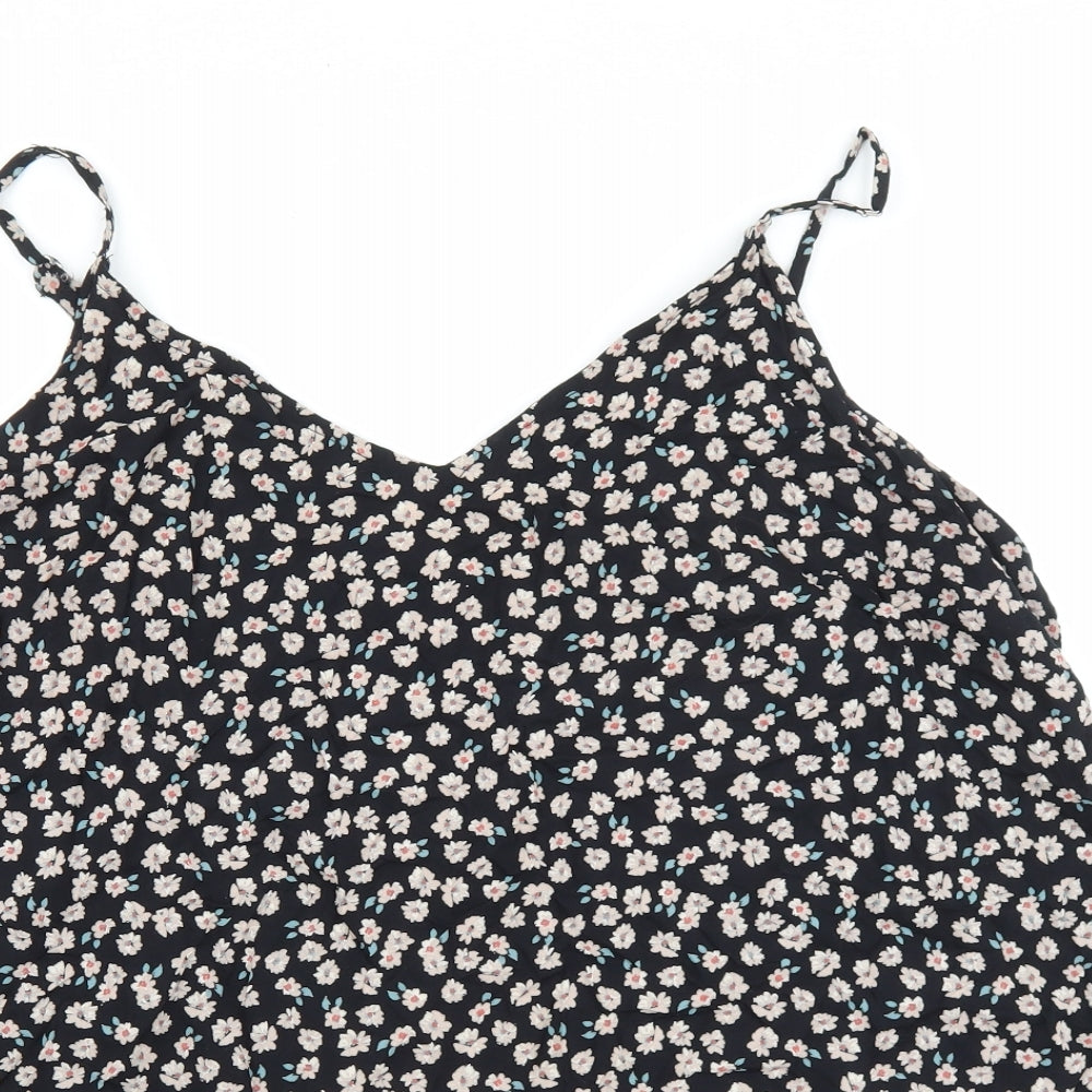 Love yours Womens Black Floral Viscose Basic Tank Size 20 V-Neck