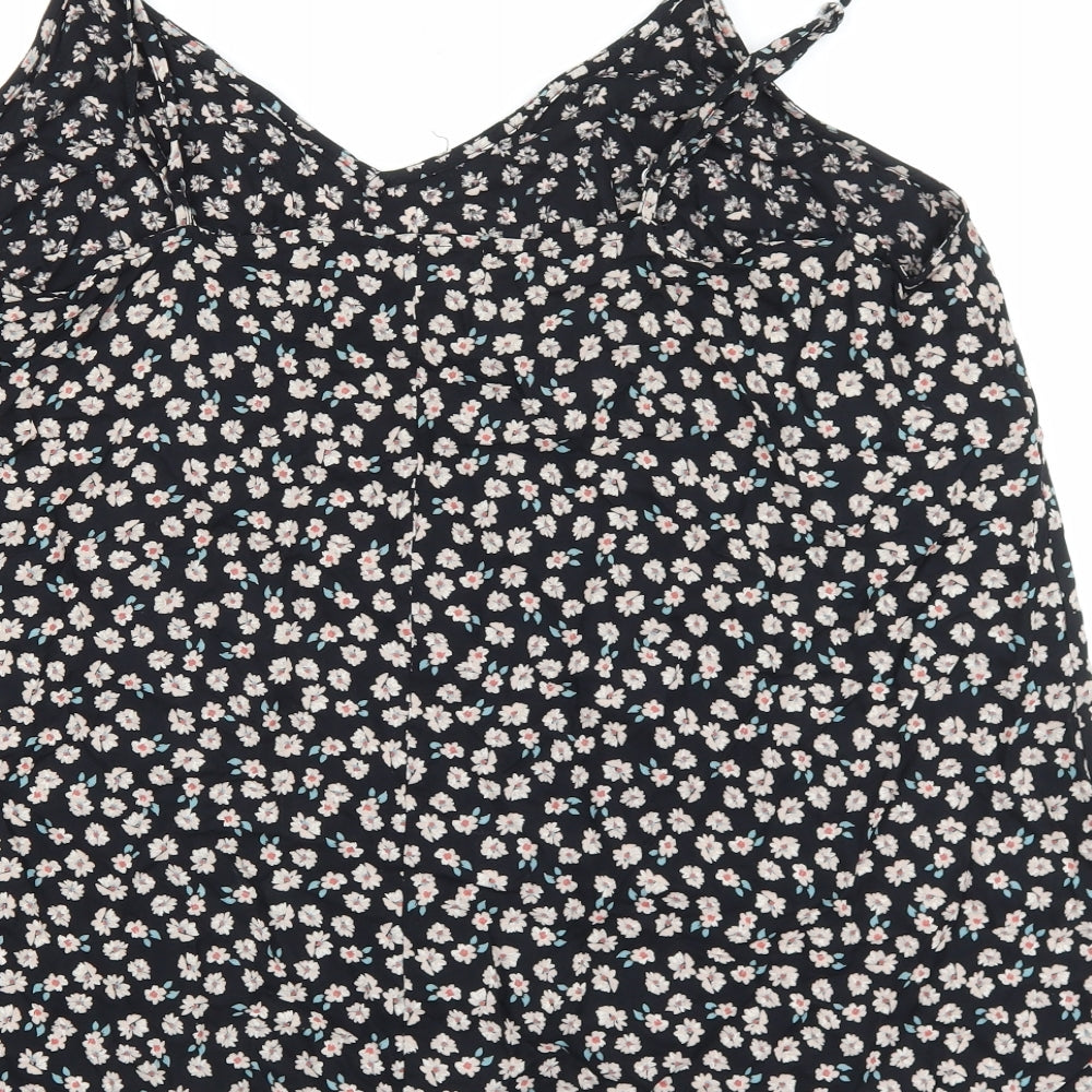 Love yours Womens Black Floral Viscose Basic Tank Size 20 V-Neck