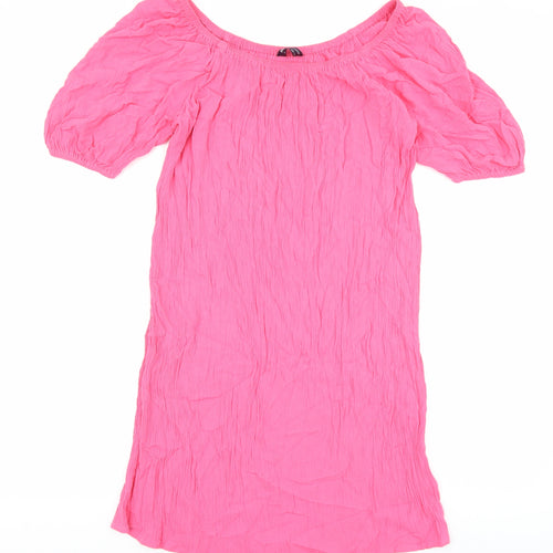 Marks and Spencer Womens Pink Viscose Shift Size M Off the Shoulder Pullover