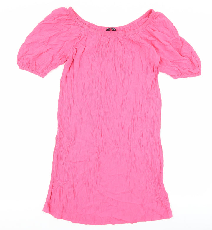 Marks and Spencer Womens Pink Viscose Shift Size M Off the Shoulder Pullover