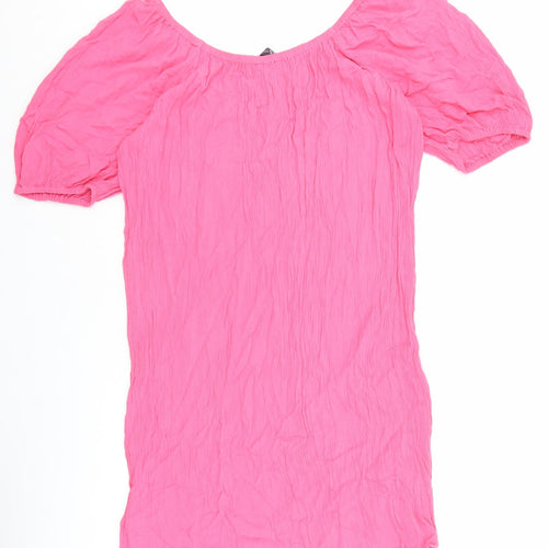 Marks and Spencer Womens Pink Viscose Shift Size M Off the Shoulder Pullover