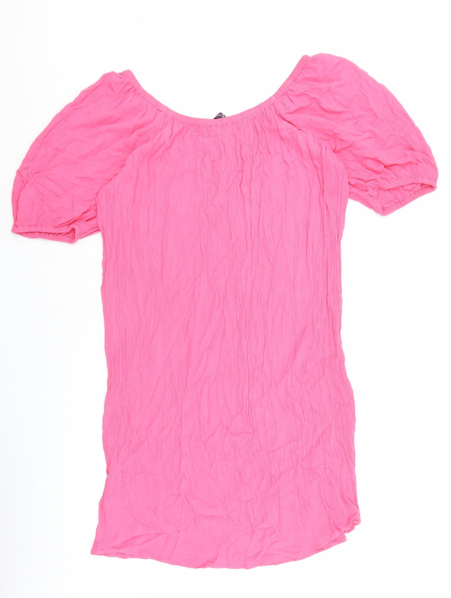 Marks and Spencer Womens Pink Viscose Shift Size M Off the Shoulder Pullover