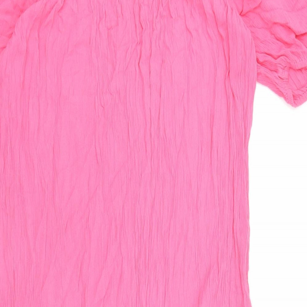 Marks and Spencer Womens Pink Viscose Shift Size M Off the Shoulder Pullover
