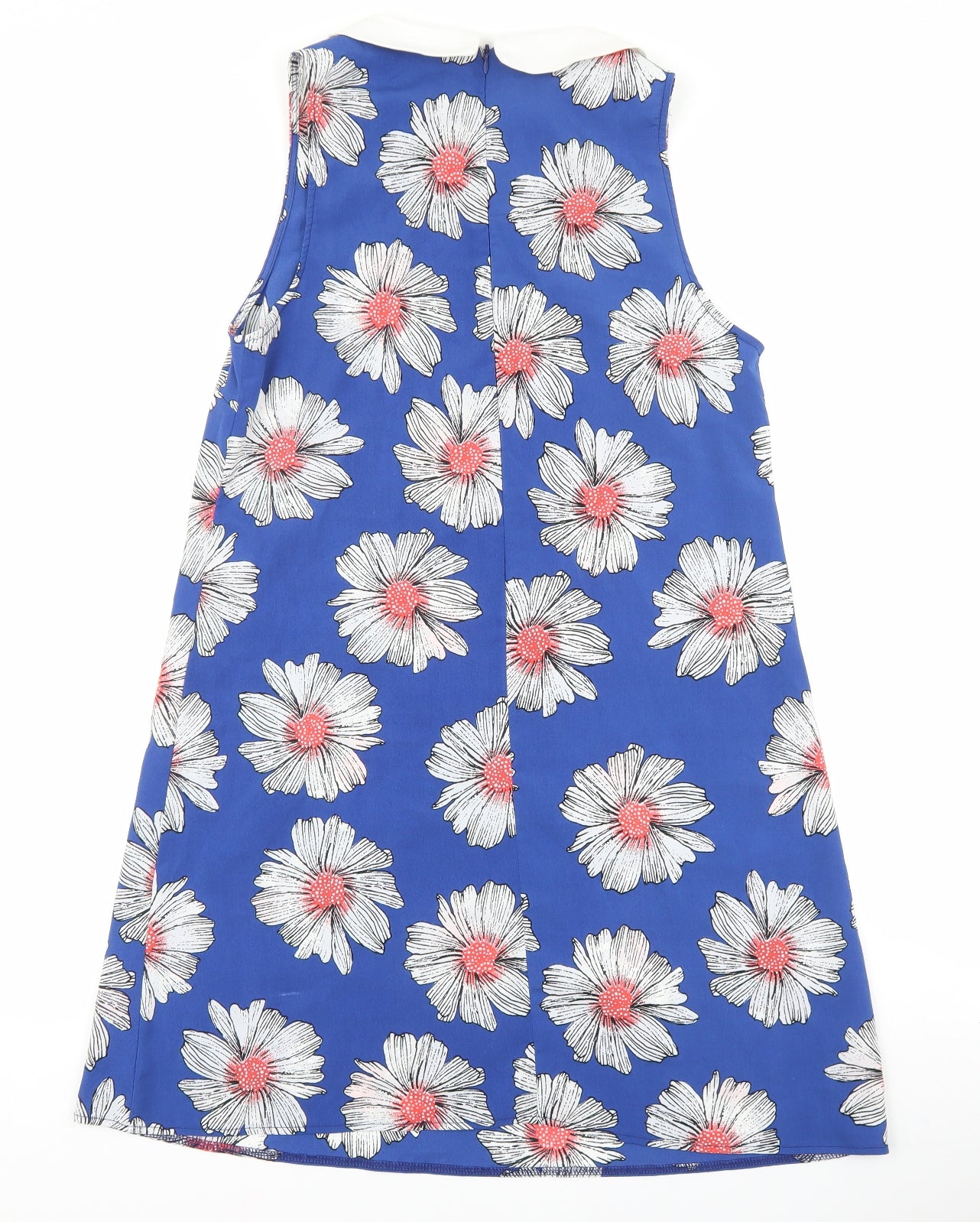 Primark Womens Blue Floral Polyester Shift Size 12 Collared Zip