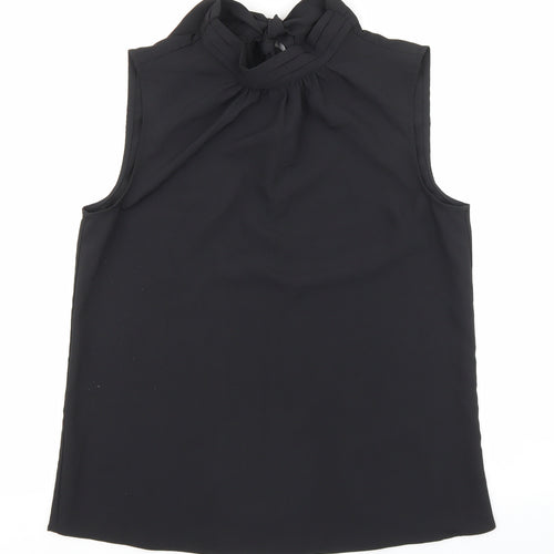 H&M Womens Black Polyester Basic Blouse Size S Mock Neck
