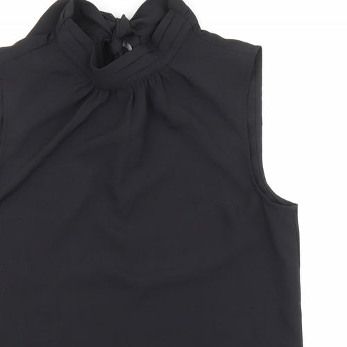 H&M Womens Black Polyester Basic Blouse Size S Mock Neck