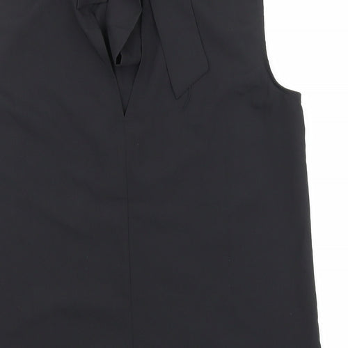 H&M Womens Black Polyester Basic Blouse Size S Mock Neck