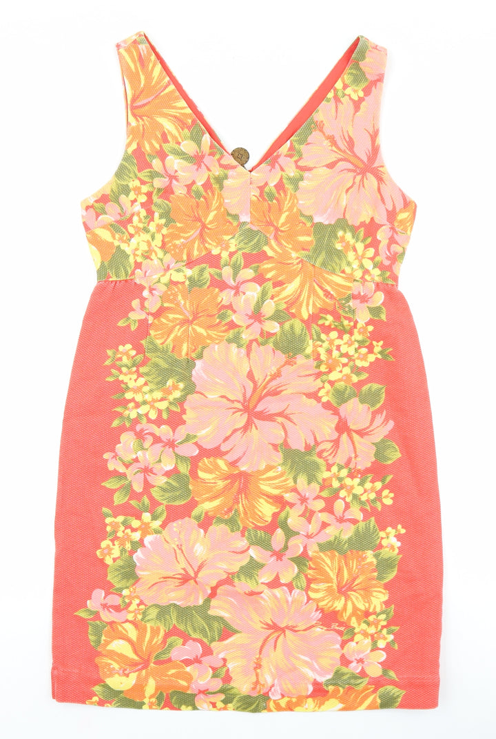 Tracy Feith Womens Multicoloured Floral 100% Cotton Tank Dress Size 10 V-Neck Zip