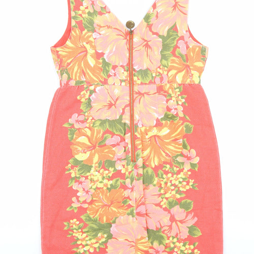 Tracy Feith Womens Multicoloured Floral 100% Cotton Tank Dress Size 10 V-Neck Zip