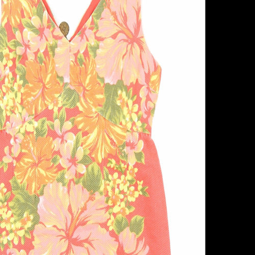 Tracy Feith Womens Multicoloured Floral 100% Cotton Tank Dress Size 10 V-Neck Zip