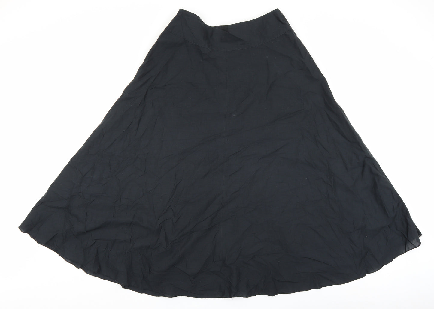 John Rocha Womens Black Cotton A-Line Skirt Size 12 Zip