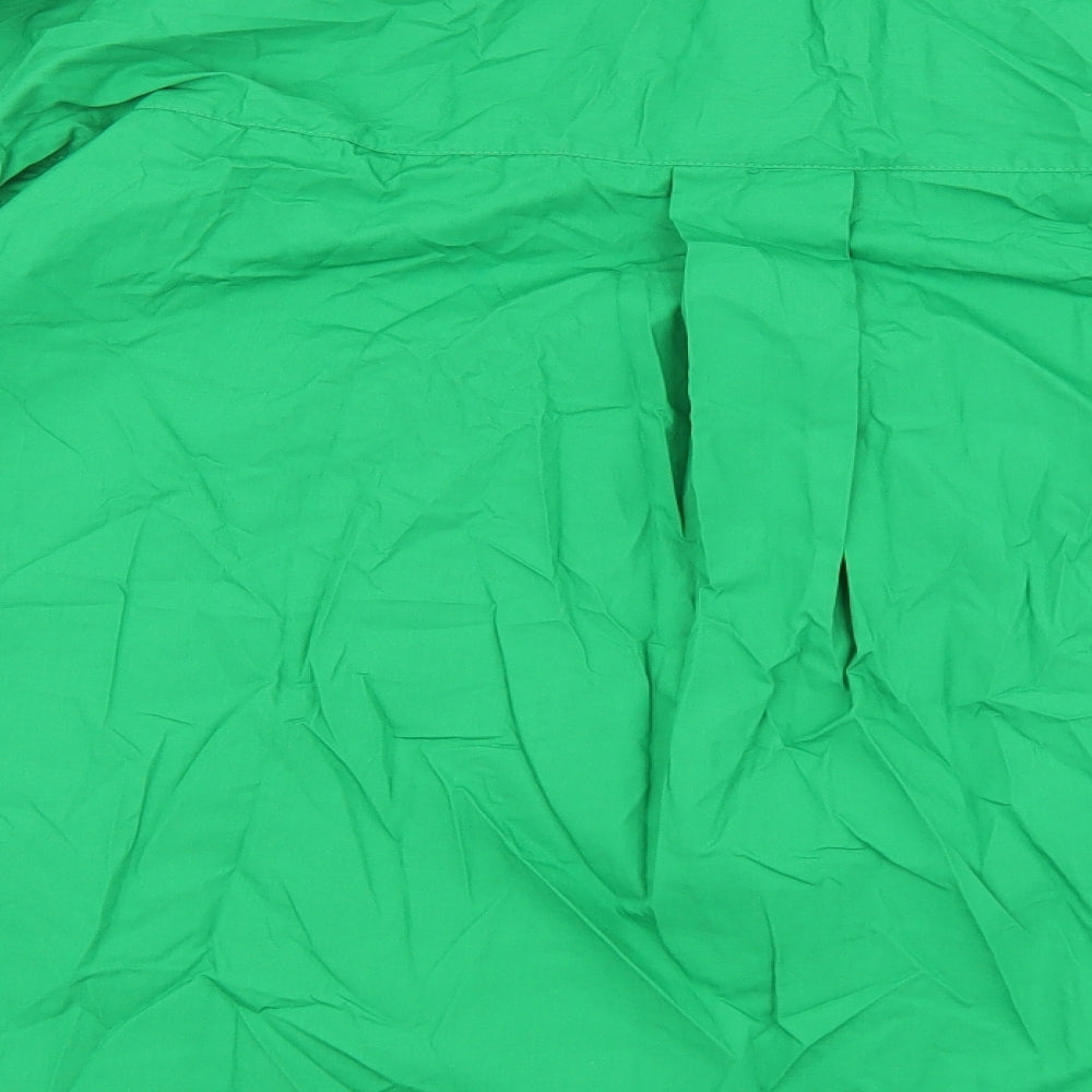 Zara Womens Green 100% Cotton Basic Button-Up Size S Collared