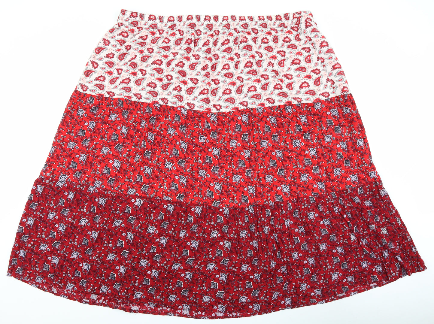Cotton Traders Womens Red Geometric Viscose A-Line Skirt Size 26