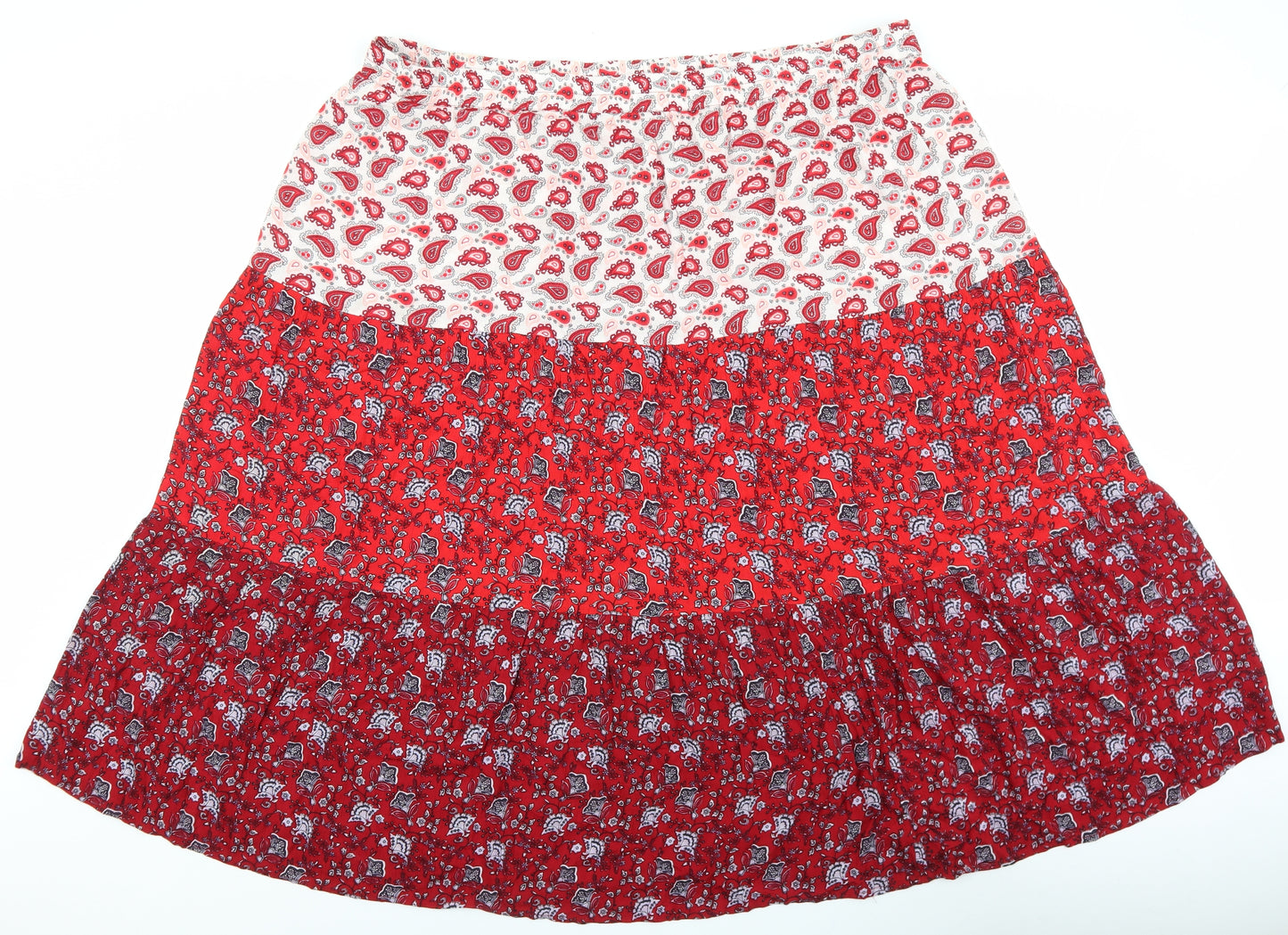 Cotton Traders Womens Red Geometric Viscose A-Line Skirt Size 26