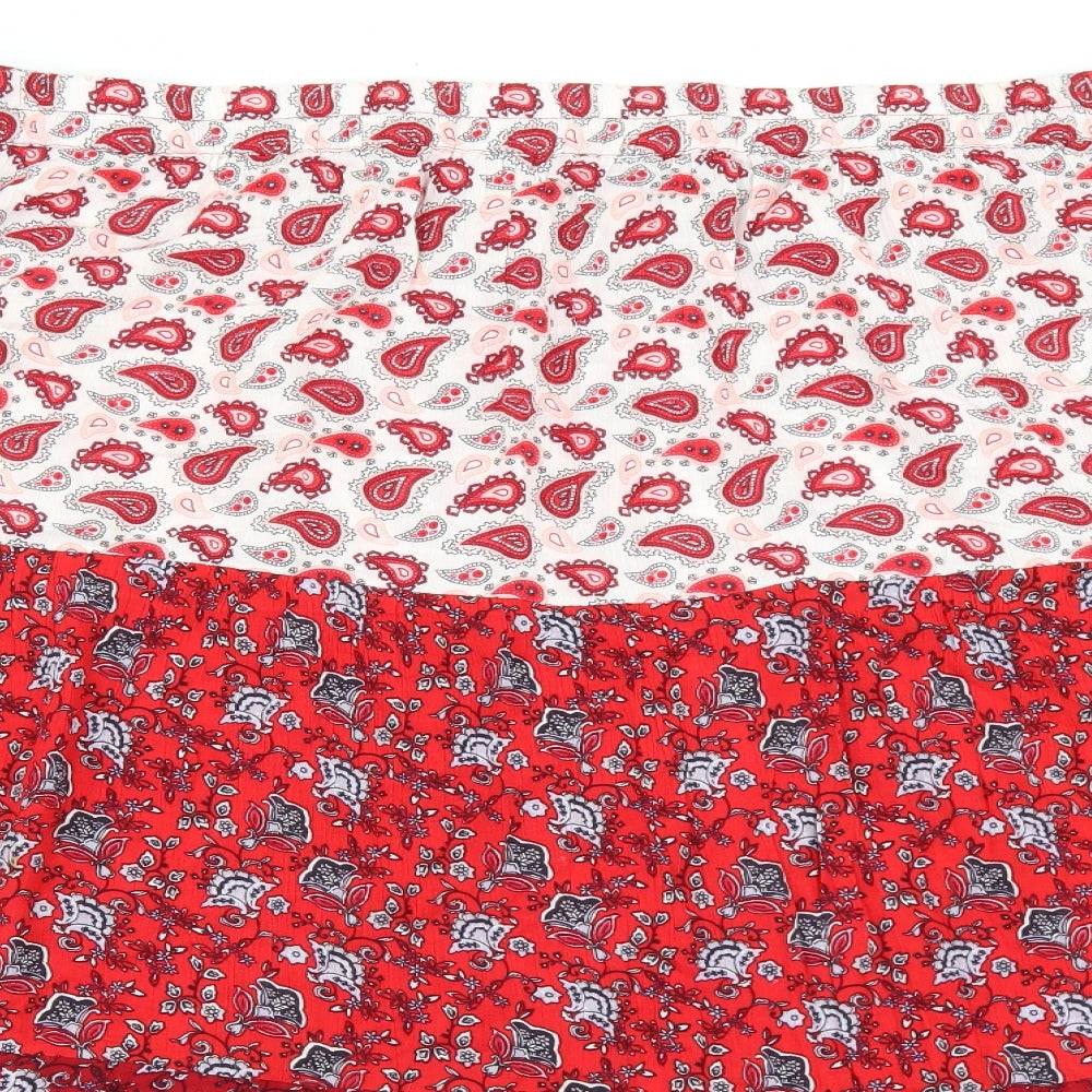 Cotton Traders Womens Red Geometric Viscose A-Line Skirt Size 26