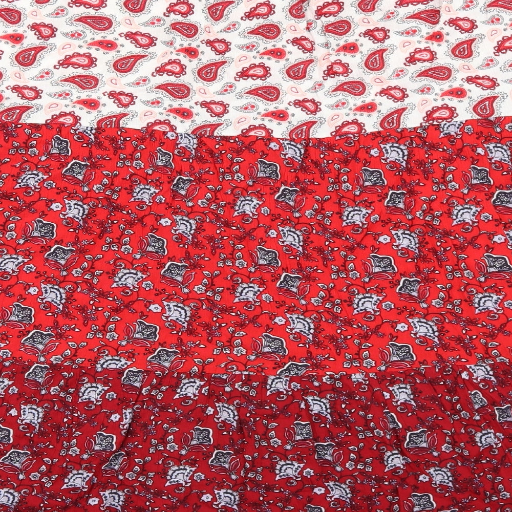 Cotton Traders Womens Red Geometric Viscose A-Line Skirt Size 26