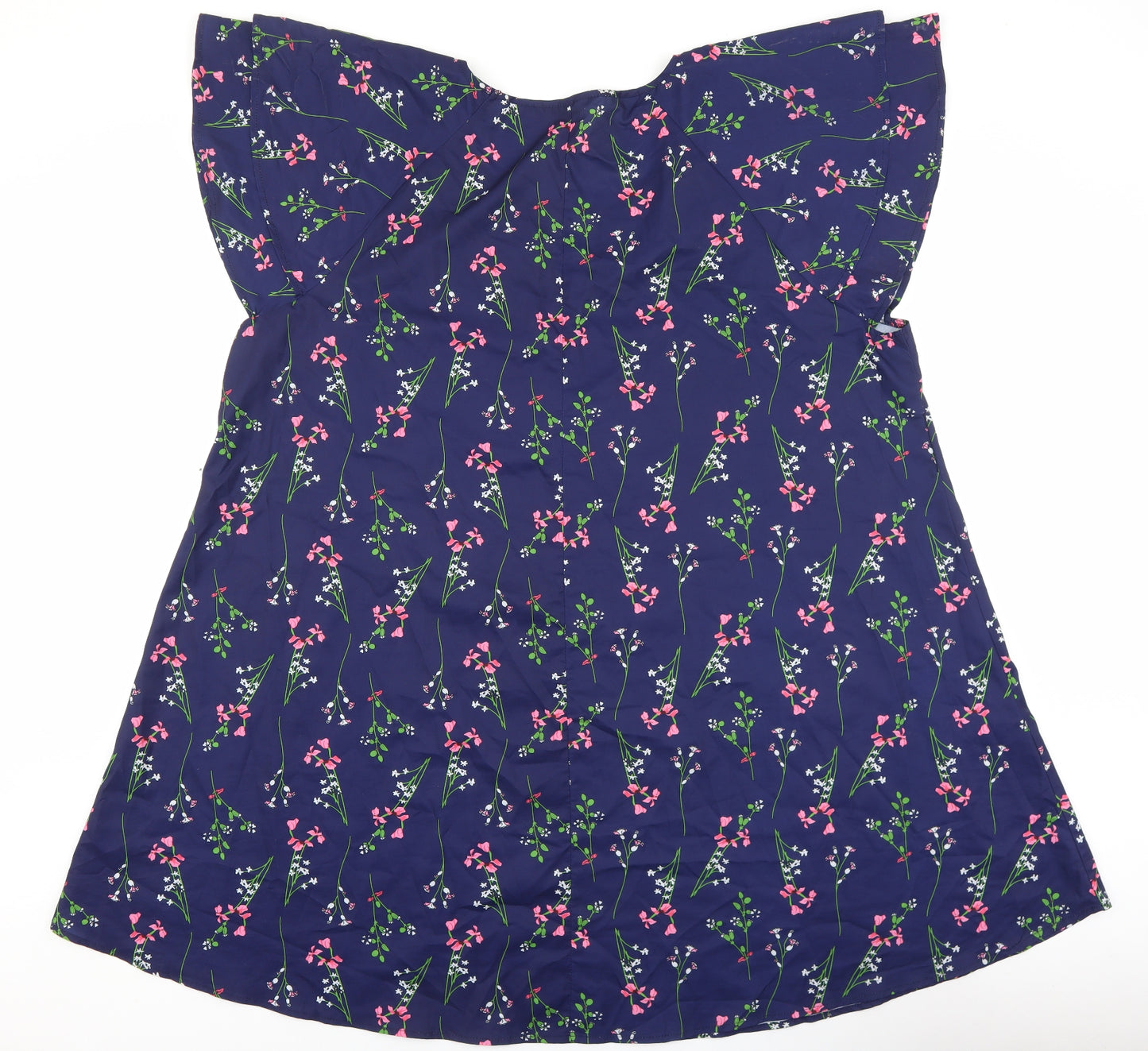 SheIn Womens Blue Floral Polyester Basic Blouse Size 4XL Round Neck