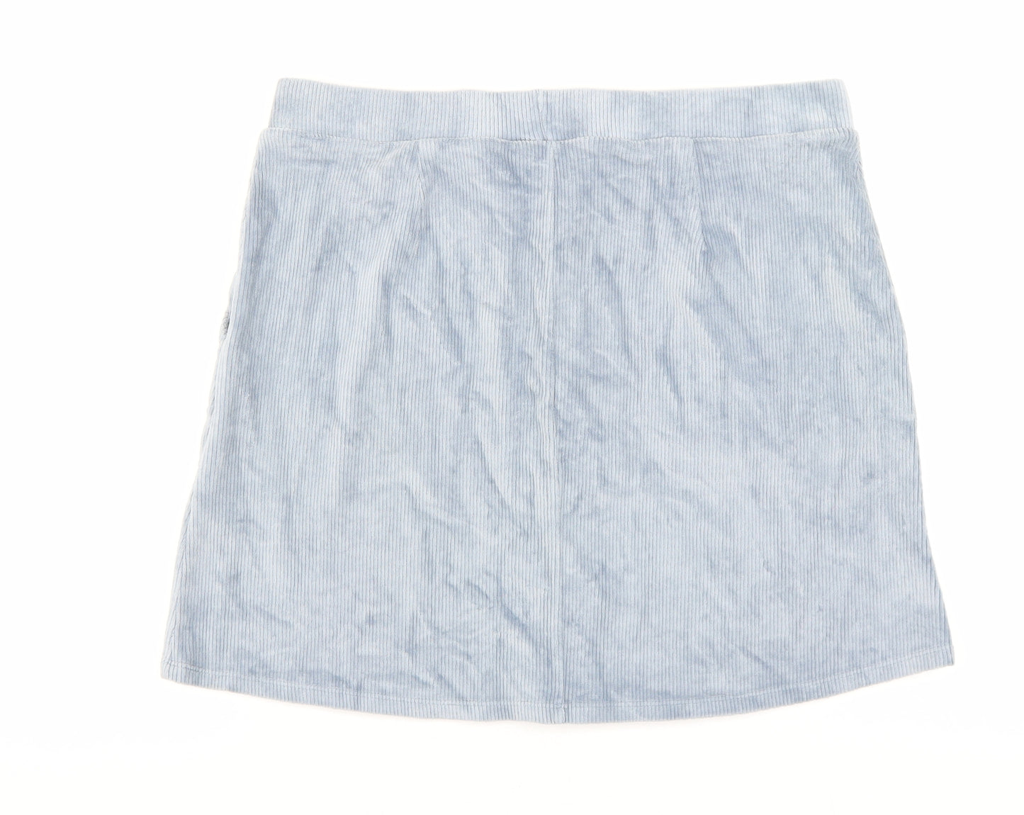 F&F Womens Blue Cotton A-Line Skirt Size 16 Button