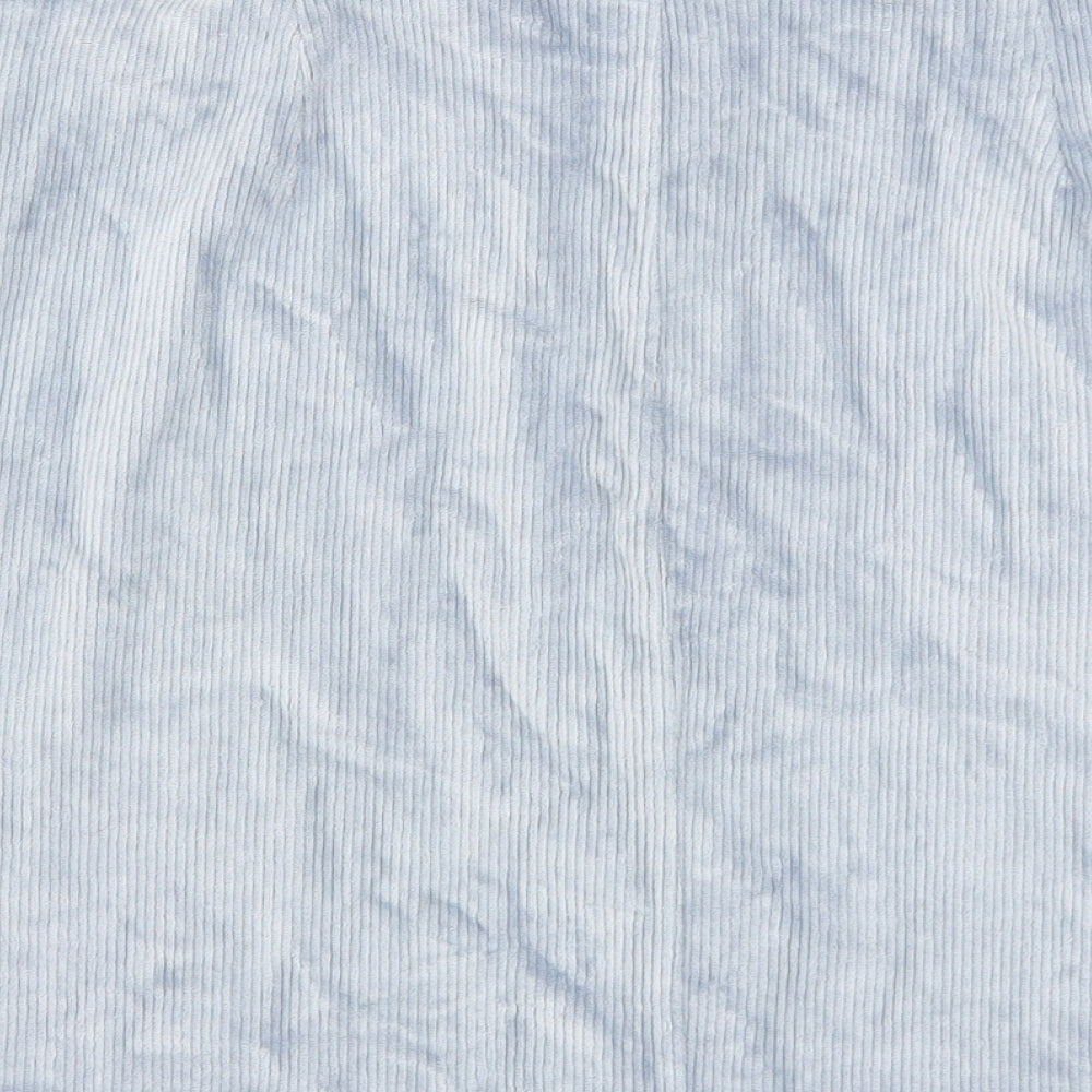 F&F Womens Blue Cotton A-Line Skirt Size 16 Button