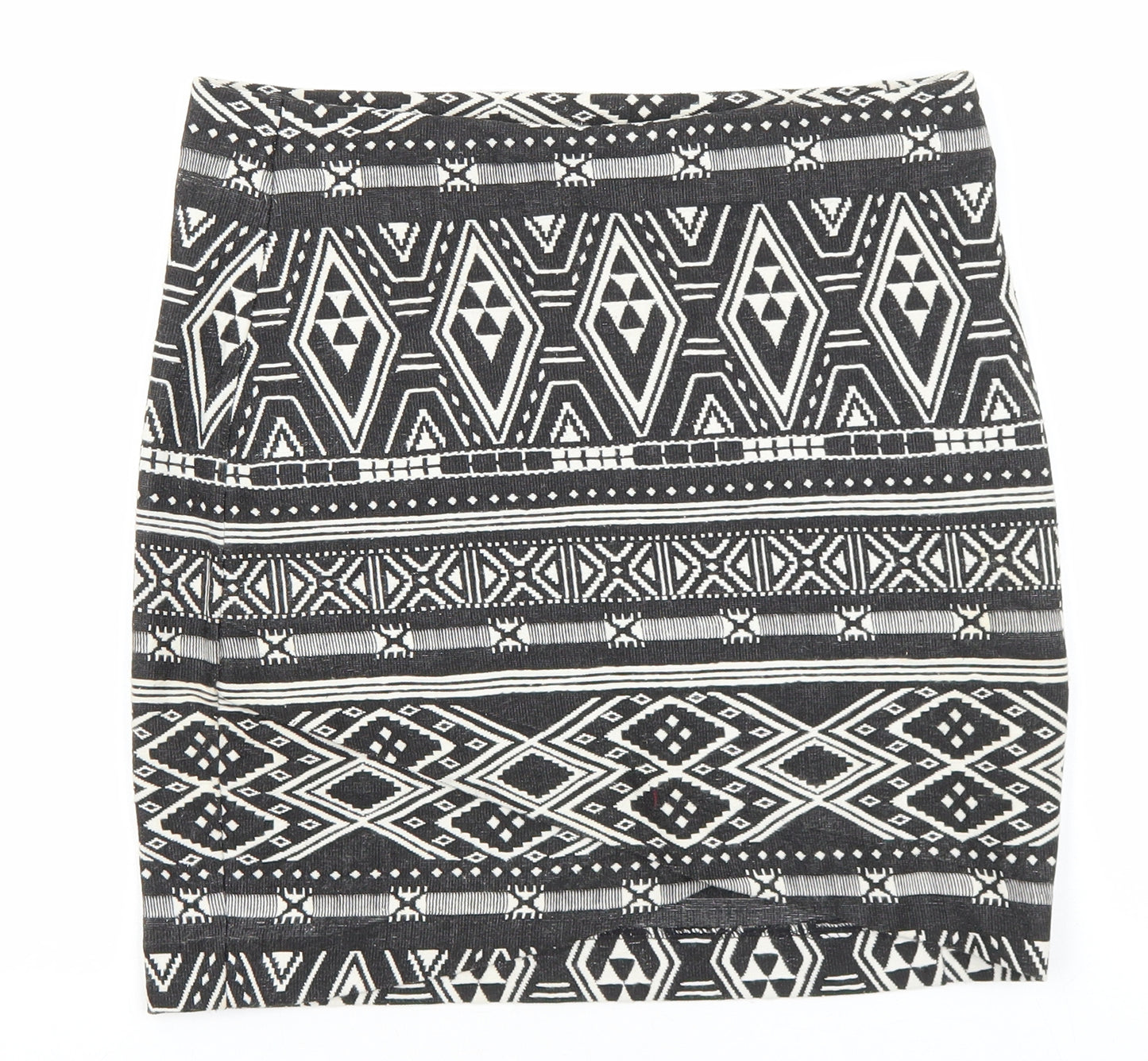 H&M Womens Black Geometric Polyester Straight & Pencil Skirt Size S