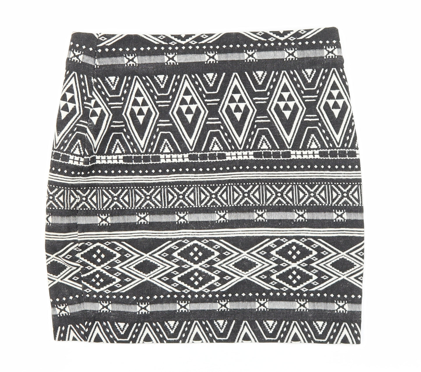 H&M Womens Black Geometric Polyester Straight & Pencil Skirt Size S