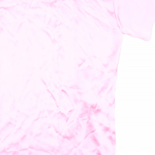 Zara Womens Pink Polyester T-Shirt Dress Size L Crew Neck Pullover - Twist Detail