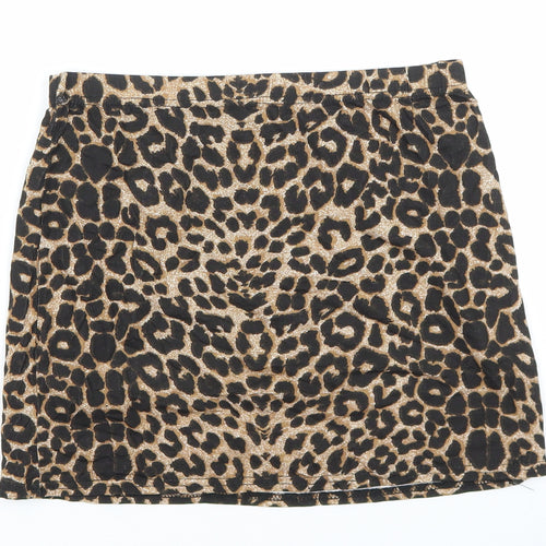 Preworn Womens Brown Animal Print Polyester Bandage Skirt Size XL - Leopard Pattern