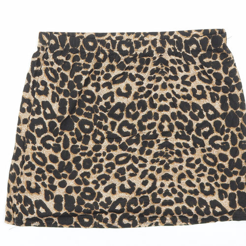 Preworn Womens Brown Animal Print Polyester Bandage Skirt Size XL - Leopard Pattern