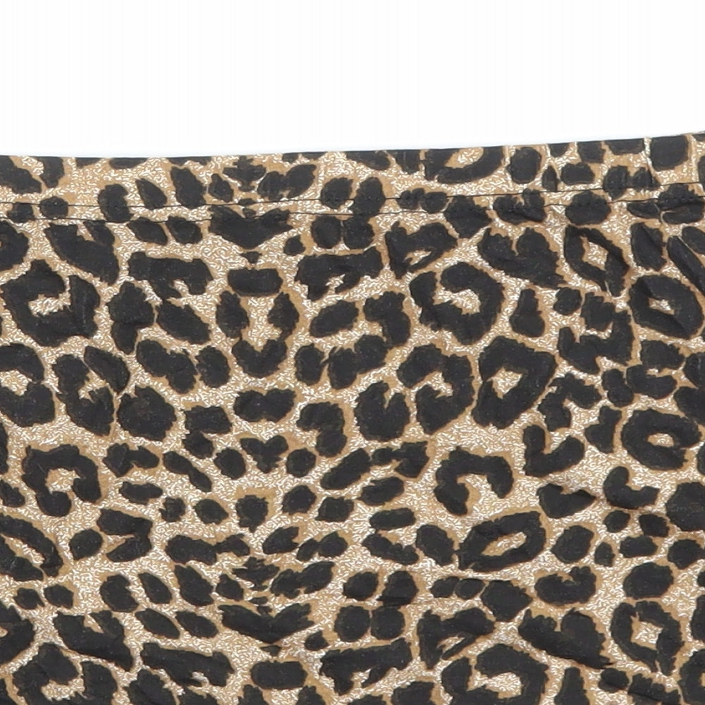 Preworn Womens Brown Animal Print Polyester Bandage Skirt Size XL - Leopard Pattern