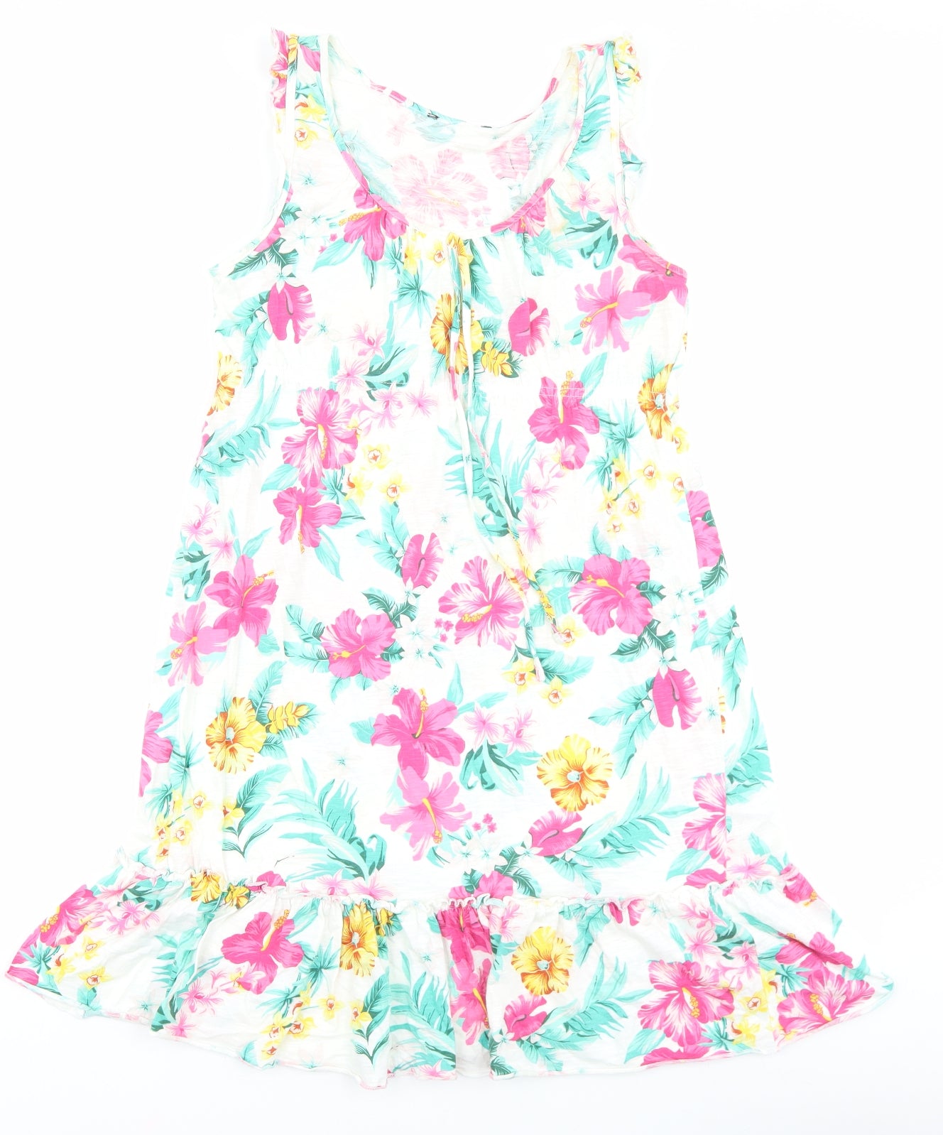 George Womens Multicoloured Floral Viscose Tank Dress Size 12 Scoop Neck Pullover