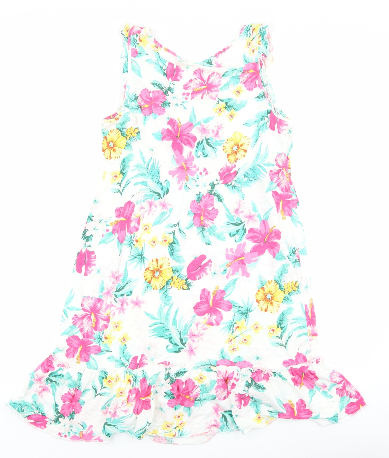 George Womens Multicoloured Floral Viscose Tank Dress Size 12 Scoop Neck Pullover