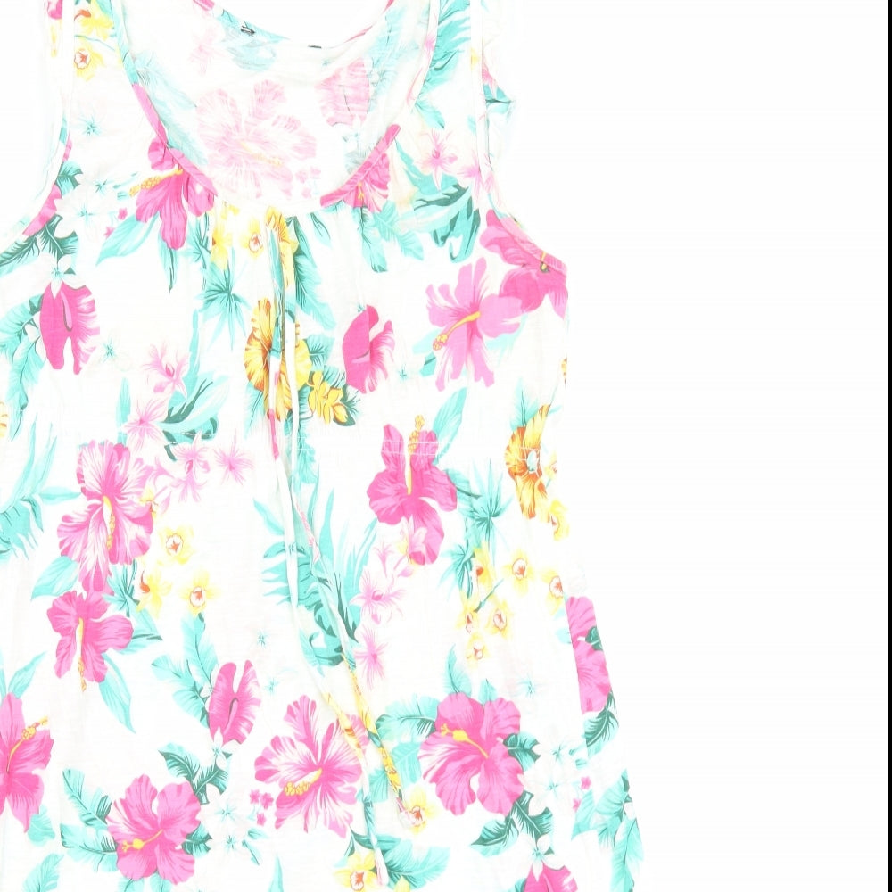 George Womens Multicoloured Floral Viscose Tank Dress Size 12 Scoop Neck Pullover