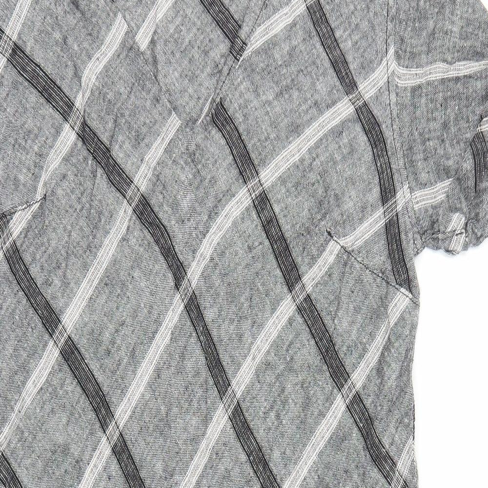 Preworn Womens Grey Geometric Polyester Shift Size 10 V-Neck Pullover